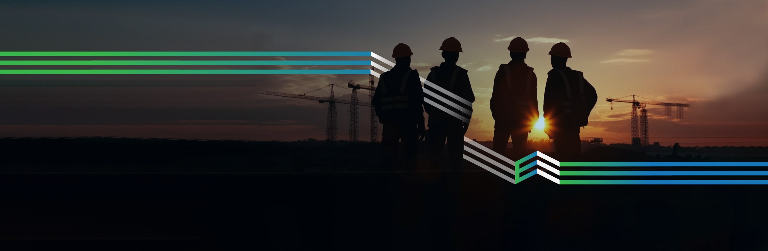 Construction worker with hard hat looking toward the sun